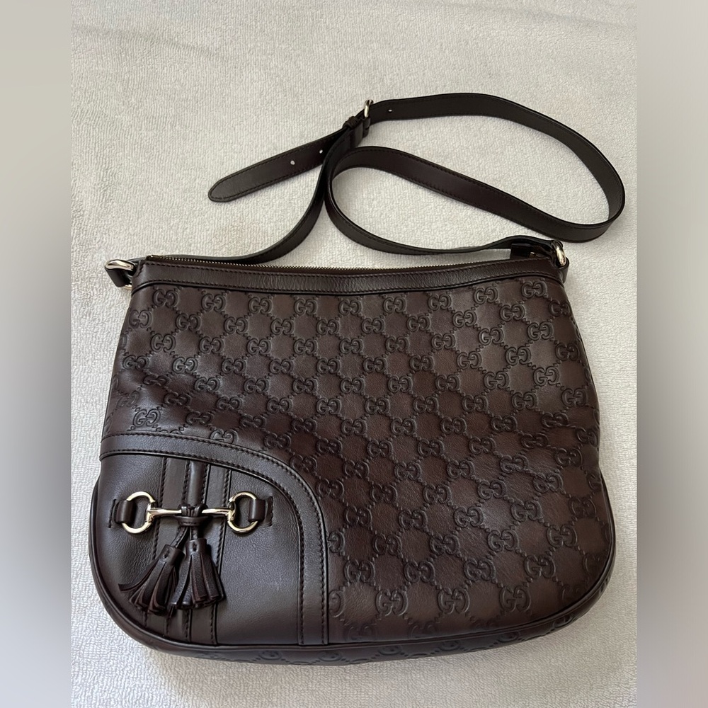 Authentic Preloved Guccissima Dark Brown Messenger bag